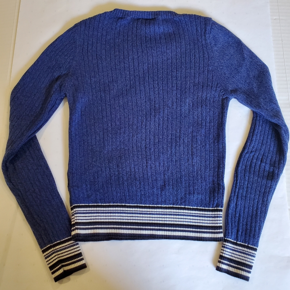 TOPSHOP Petite Blue Crew Neck Ribbed Sweater - Picture 2 of 5